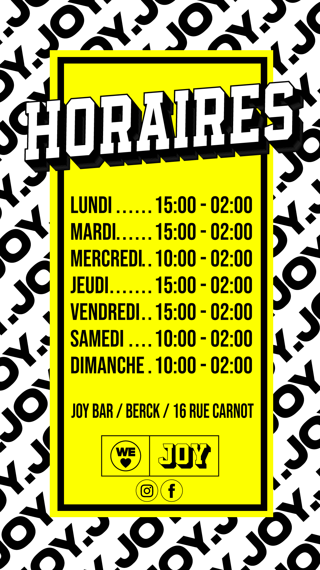 Horaires Joy Bar #5